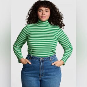 PINK Victoria's Secret Green Striped Long Sleeve Top